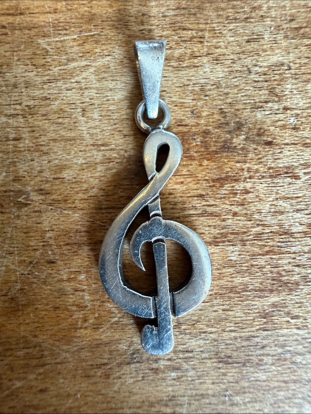 Vintage Sterling Silver Treble Clef Pendant Necklace - Women's Music Charm